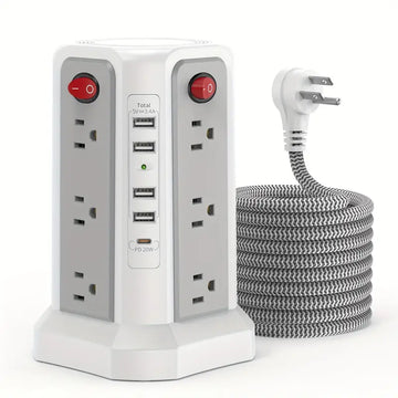 Flat Plug Power Board with USB/USB-C & Surge Protection – Multi-Port Extension for Home & Office ⚡🔌