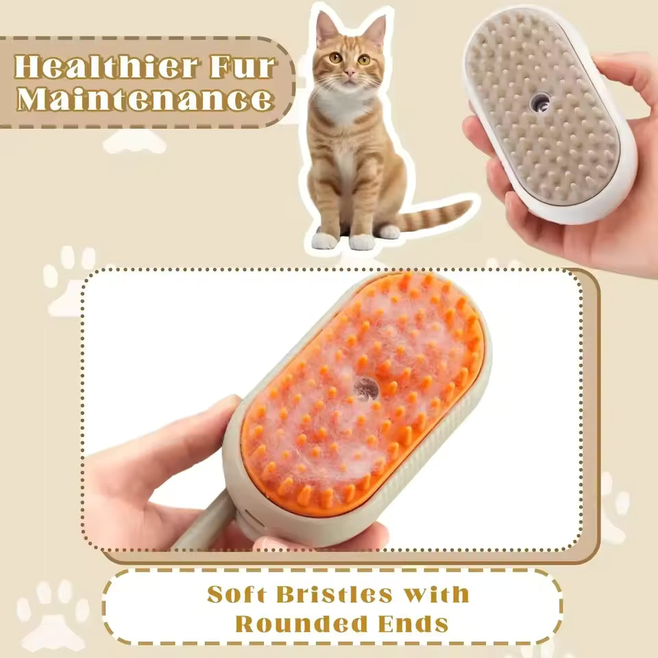 AZLAANI Branded Steam Pet Brush | 3-in-1 Massage, Steamy Dogs Cats Grooming Comb