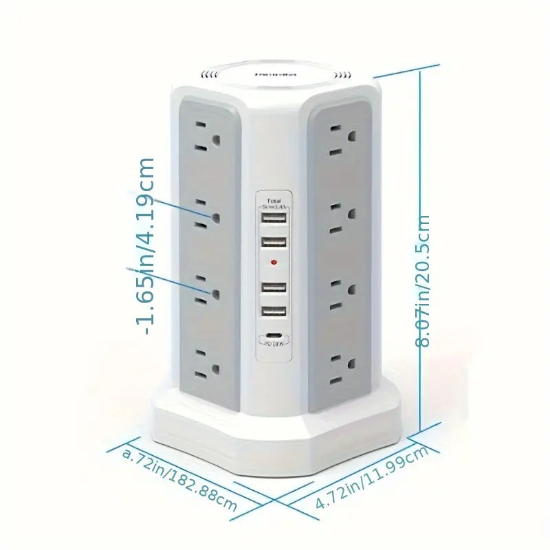 Flat Plug Power Board with USB/USB-C & Surge Protection – Multi-Port Extension for Home & Office ⚡🔌