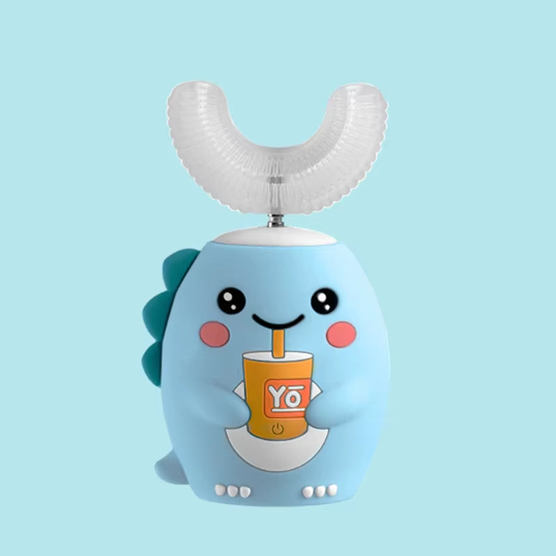 360° Sonic Electric Toothbrush U Shape Rechargeable for Kids Children Automatic Silicone Tooth Brush Smart Timer Blue Light IPX7