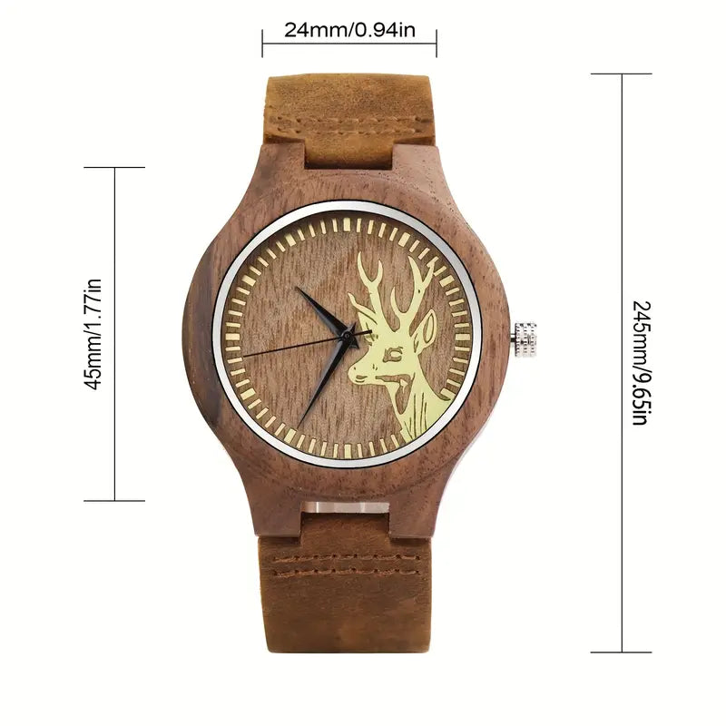 🌲 Handmade Men's Wooden Watch – Nature-Inspired Elegance & Timeless Craftsmanship ⌚🦌