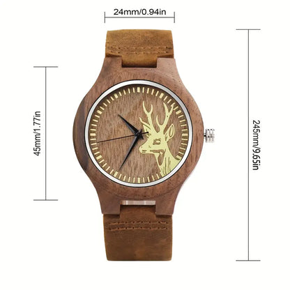 🌲 Handmade Men's Wooden Watch – Nature-Inspired Elegance & Timeless Craftsmanship ⌚🦌