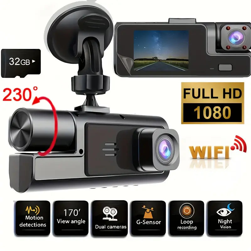 🚘🎥 1080P Triple Camera Dash Cam