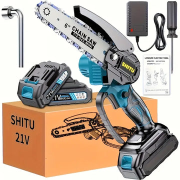 Mini Cordless Chainsaw 🌳🔋 | Lightweight & Portable Handheld Electric Tree Cutter with Safety Lock, Splash Guard & Rechargeable Battery – Perfect for Garden, Yard & Household Pruning