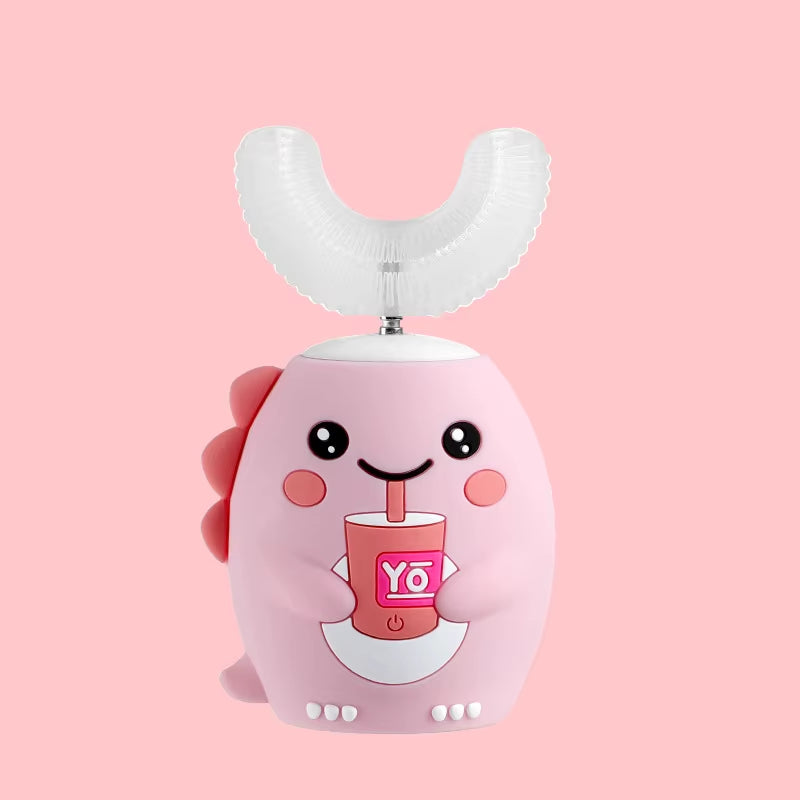 360° Sonic Electric Toothbrush U Shape Rechargeable for Kids Children Automatic Silicone Tooth Brush Smart Timer Blue Light IPX7