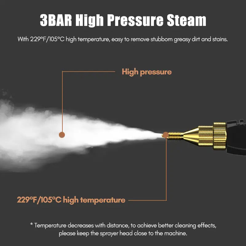 2500W Portable Handheld Steam Cleaner High Temperature Pressurized Steam Cleaning Machine with Brush Heads and Gloves for Kitchen Furniture Bathroom Car