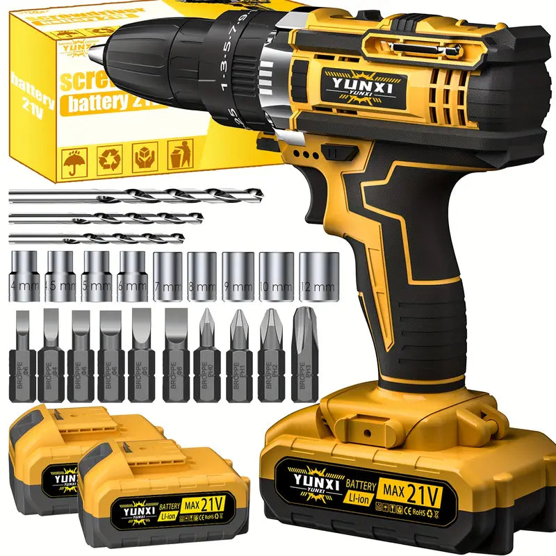 🔧⚡ Wireless Lithium-Ion Drill Kit with Battery & Fast Charger