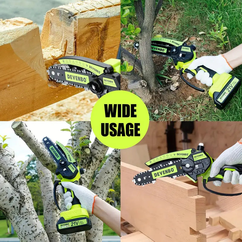 🌲⚡ Mini Cordless Chainsaw – 6-Inch Handheld Electric Power Saw