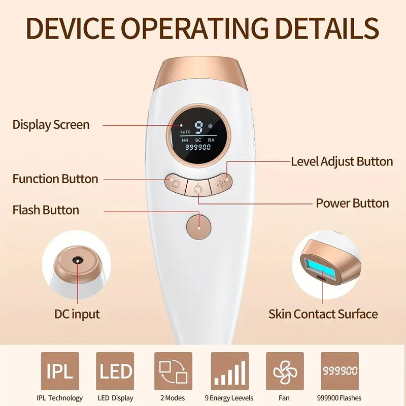 ✨ IPL Hair Removal Device for Women & Men – 999,900 Flashes | Permanent Hair Remover for Face, Arm, Leg, Bikini, and Full Body | Professional Laser Hair Removal at Home