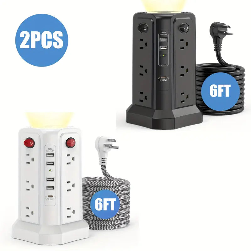 Flat Plug Power Board with USB/USB-C & Surge Protection – Multi-Port Extension for Home & Office ⚡🔌