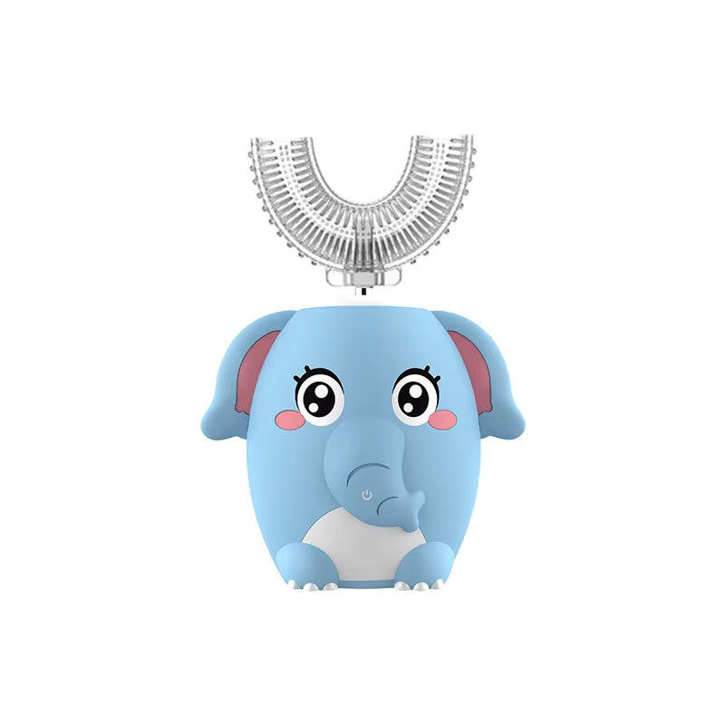 360° Sonic Electric Toothbrush U Shape Rechargeable for Kids Children Automatic Silicone Tooth Brush Smart Timer Blue Light IPX7