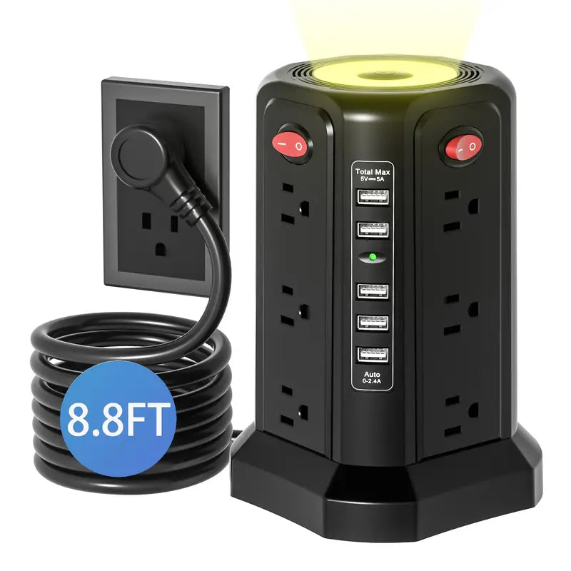 Flat Plug Power Board with USB/USB-C & Surge Protection – Multi-Port Extension for Home & Office ⚡🔌