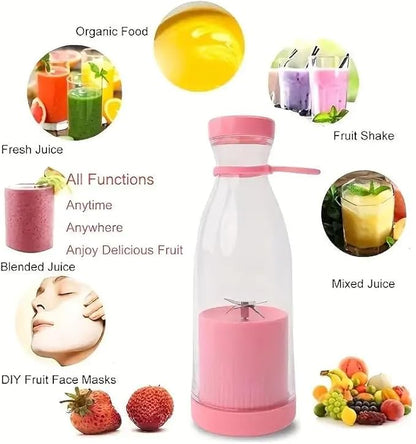 Rechargeable Portable Juicer Blender – USB Fast Electric Smoothie Maker 🍓 Mini Ice Crusher 🍊 Fresh Fruit Mixer Bottle for Travel, Home & Gym