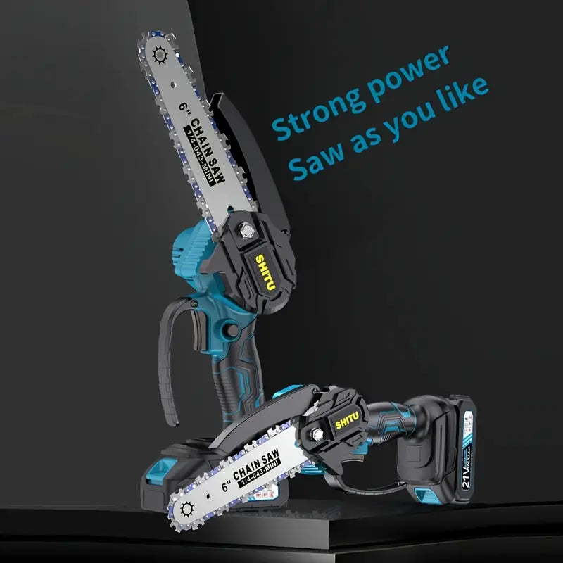 Mini Cordless Chainsaw 🌳🔋 | Lightweight & Portable Handheld Electric Tree Cutter with Safety Lock, Splash Guard & Rechargeable Battery – Perfect for Garden, Yard & Household Pruning
