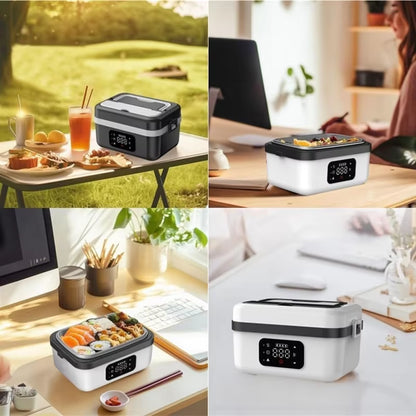 A52Q-Portable 1L Cordless Electric Lunch Box for Adults Self-Heating Food Warmer Suitable for Indoor Outdoor Office Camping UK P