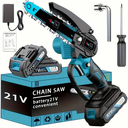 Mini Cordless Chainsaw 🌳🔋 | Lightweight & Portable Handheld Electric Tree Cutter with Safety Lock, Splash Guard & Rechargeable Battery – Perfect for Garden, Yard & Household Pruning