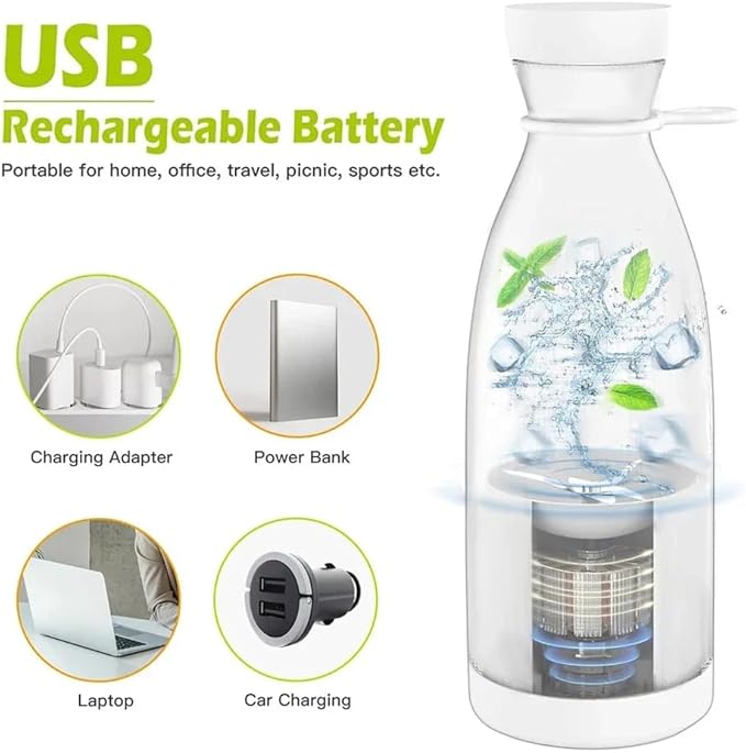 Rechargeable Portable Juicer Blender – USB Fast Electric Smoothie Maker 🍓 Mini Ice Crusher 🍊 Fresh Fruit Mixer Bottle for Travel, Home & Gym