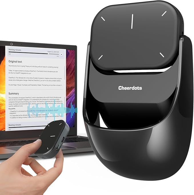 Cheerdots 2 Detachable Air Mouse Wireless Touchpad All-in-one Pocket Recording Enabled Mouse Customized Gaming Mouse