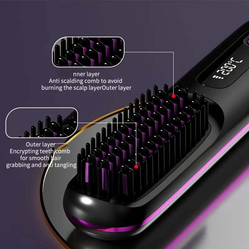 💇‍♀️🔥 Portable Wireless Hair Straightener Comb