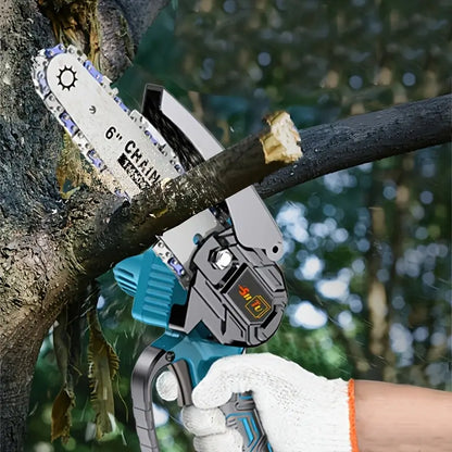 Mini Cordless Chainsaw 🌳🔋 | Lightweight & Portable Handheld Electric Tree Cutter with Safety Lock, Splash Guard & Rechargeable Battery – Perfect for Garden, Yard & Household Pruning