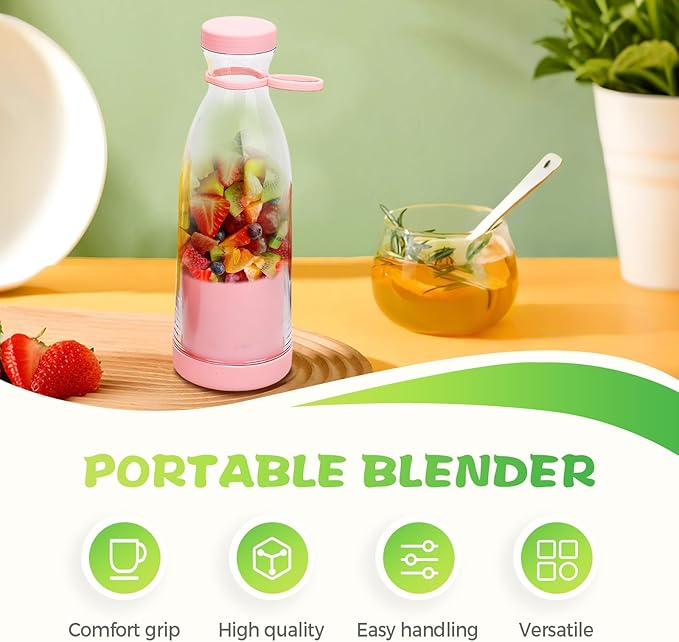 Rechargeable Portable Juicer Blender – USB Fast Electric Smoothie Maker 🍓 Mini Ice Crusher 🍊 Fresh Fruit Mixer Bottle for Travel, Home & Gym