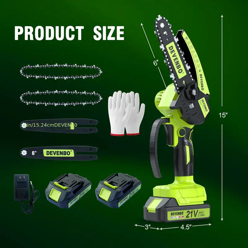 🌲⚡ Mini Cordless Chainsaw – 6-Inch Handheld Electric Power Saw
