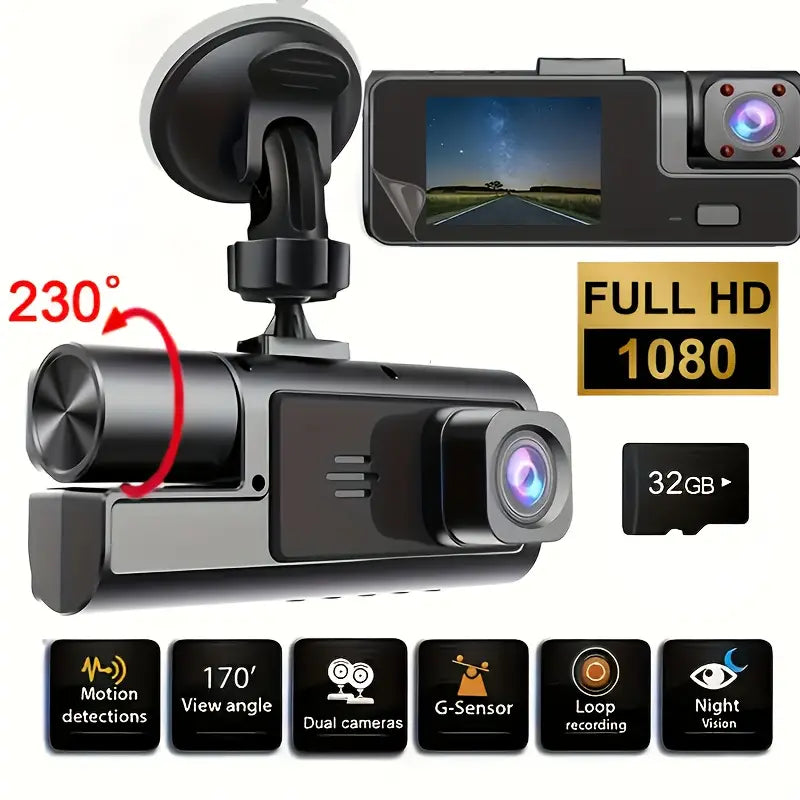 🚘🎥 1080P Triple Camera Dash Cam