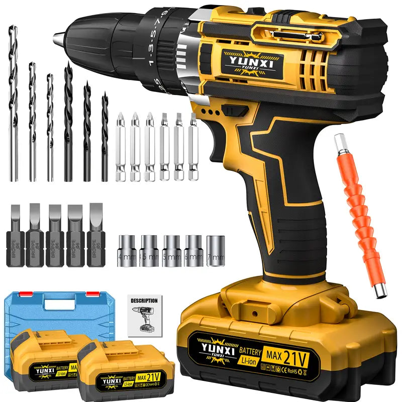 🔧⚡ Wireless Lithium-Ion Drill Kit with Battery & Fast Charger