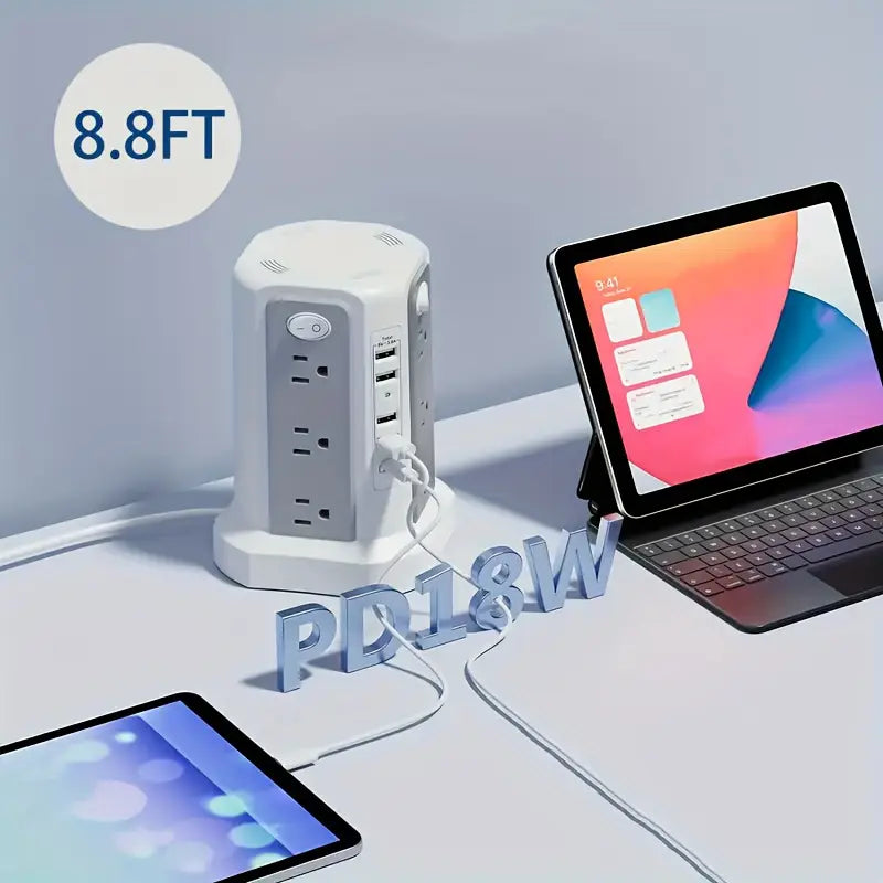 Flat Plug Power Board with USB/USB-C & Surge Protection – Multi-Port Extension for Home & Office ⚡🔌