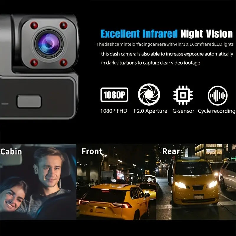 🚘🎥 1080P Triple Camera Dash Cam