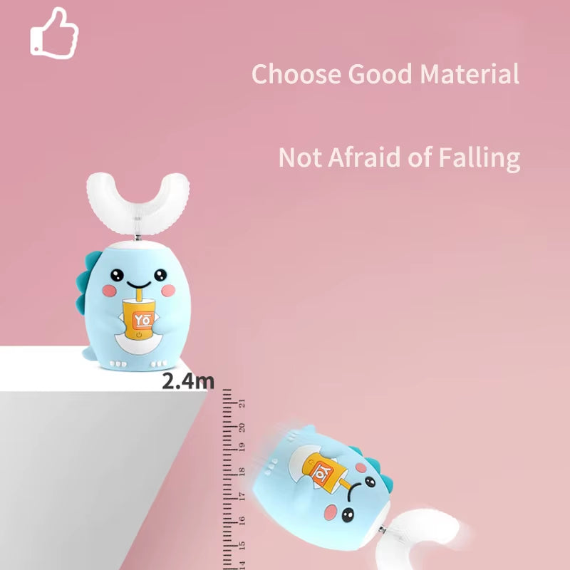 360° Sonic Electric Toothbrush U Shape Rechargeable for Kids Children Automatic Silicone Tooth Brush Smart Timer Blue Light IPX7