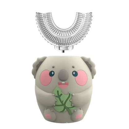 360° Sonic Electric Toothbrush U Shape Rechargeable for Kids Children Automatic Silicone Tooth Brush Smart Timer Blue Light IPX7