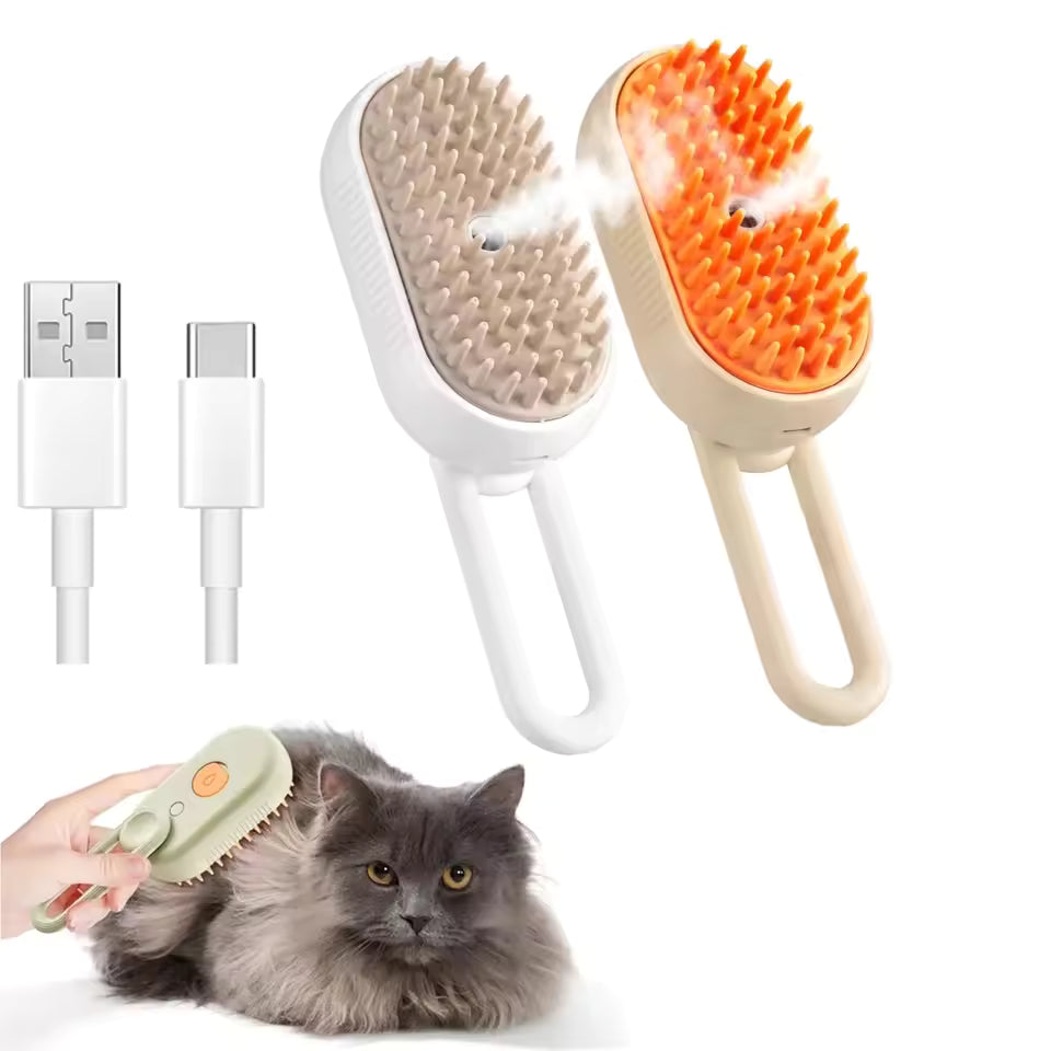 AZLAANI Branded Steam Pet Brush |  3-in-1 Massage, Steamy Dogs Cats Grooming Comb
