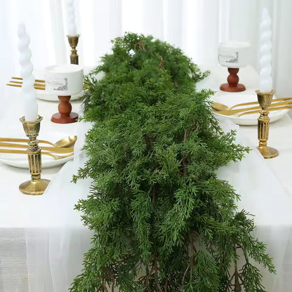 2 x 6Ft Real Touch Pine Cedar Cypress Christmas Garland for Home Decorations - Artificial Greenery Festive Accents