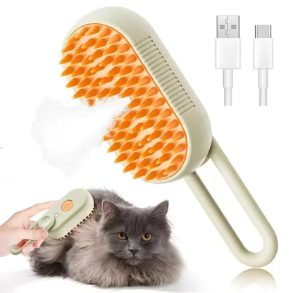 AZLAANI Branded Steam Pet Brush |  3-in-1 Massage, Steamy Dogs Cats Grooming Comb