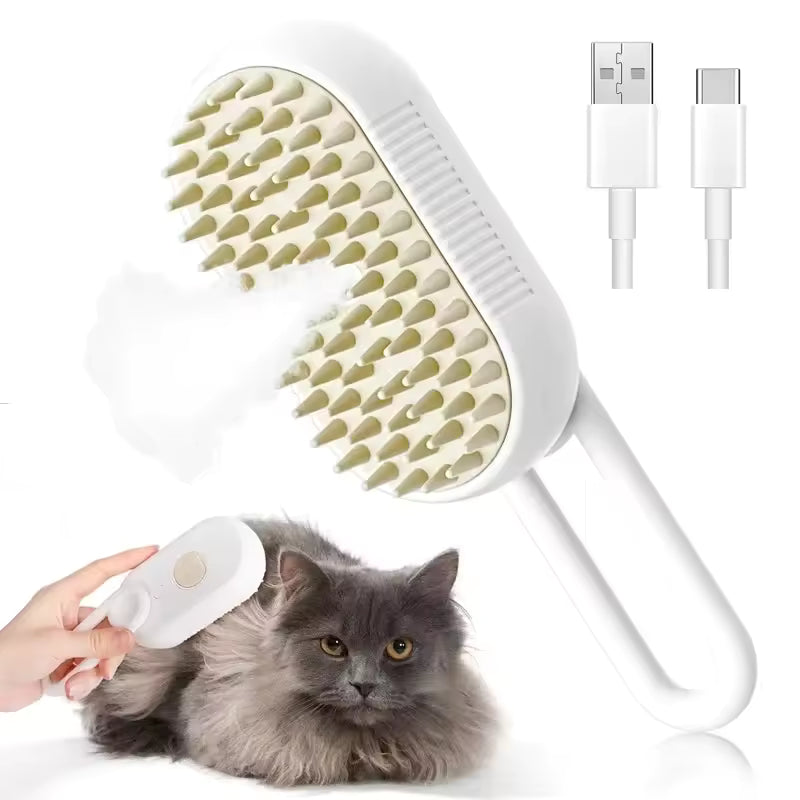 AZLAANI Branded Steam Pet Brush |  3-in-1 Massage, Steamy Dogs Cats Grooming Comb