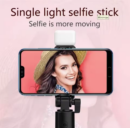 Portable Bluetooth Selfie Stick Tripod Holder with Remote Shutter Fill Light Extendable Wireless Remote Retractable Phone Stand