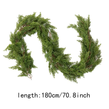 2 x 6Ft Real Touch Pine Cedar Cypress Christmas Garland for Home Decorations - Artificial Greenery Festive Accents