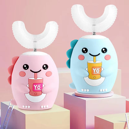 360° Sonic Electric Toothbrush U Shape Rechargeable for Kids Children Automatic Silicone Tooth Brush Smart Timer Blue Light IPX7