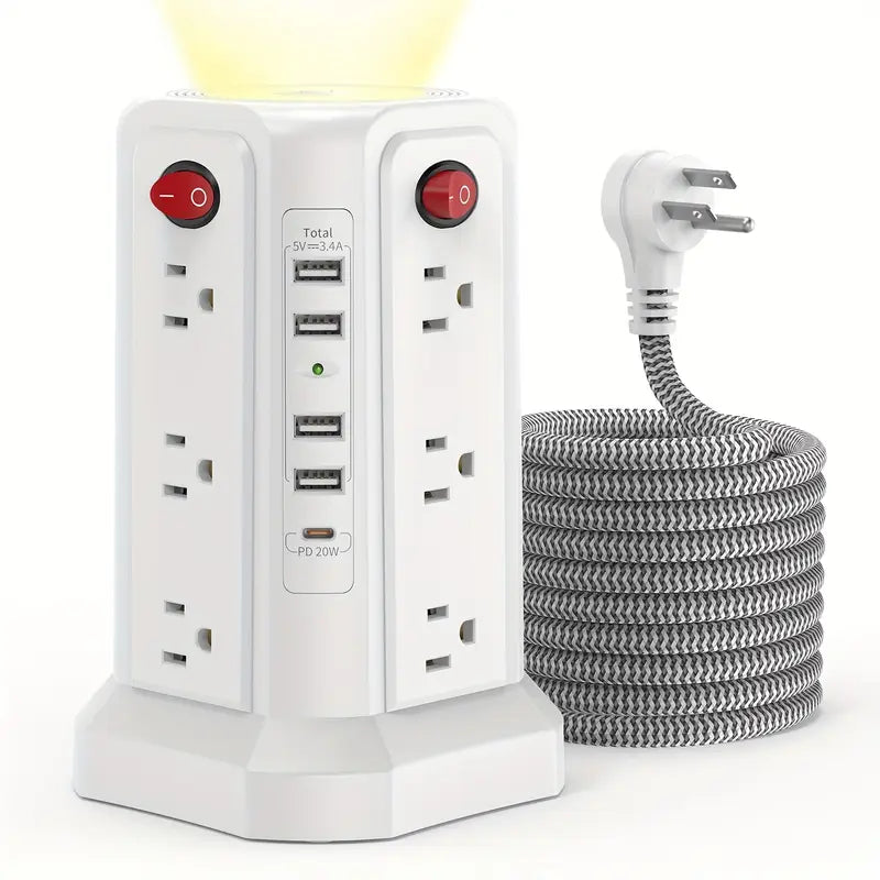 Flat Plug Power Board with USB/USB-C & Surge Protection – Multi-Port Extension for Home & Office ⚡🔌