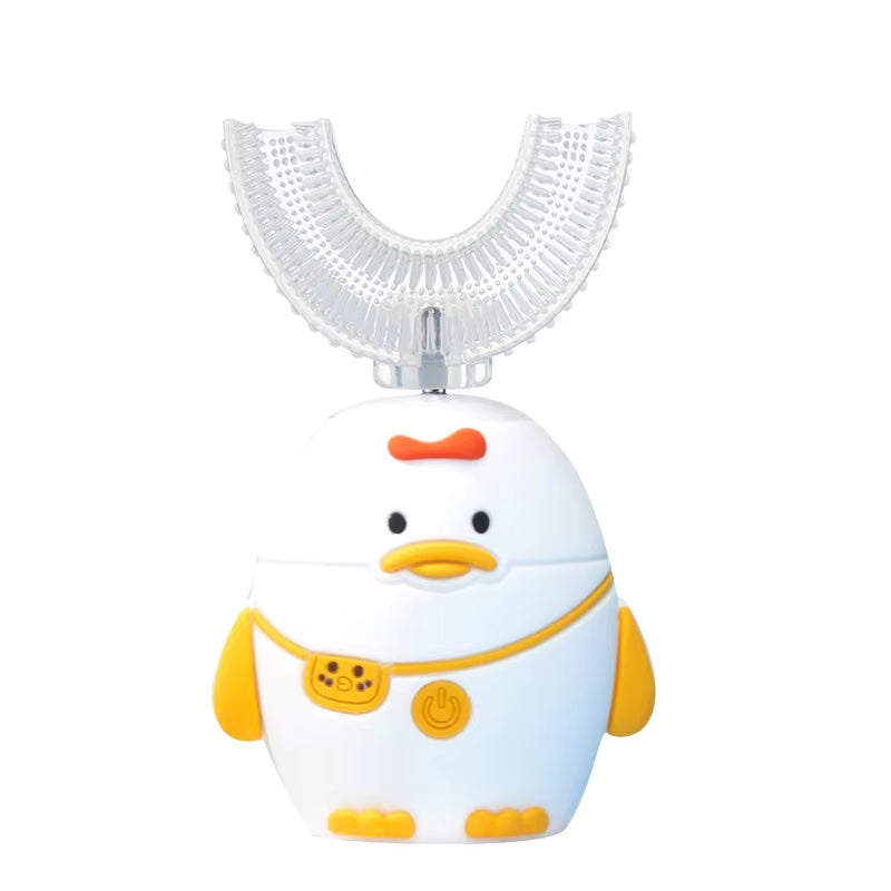 360° Sonic Electric Toothbrush U Shape Rechargeable for Kids Children Automatic Silicone Tooth Brush Smart Timer Blue Light IPX7