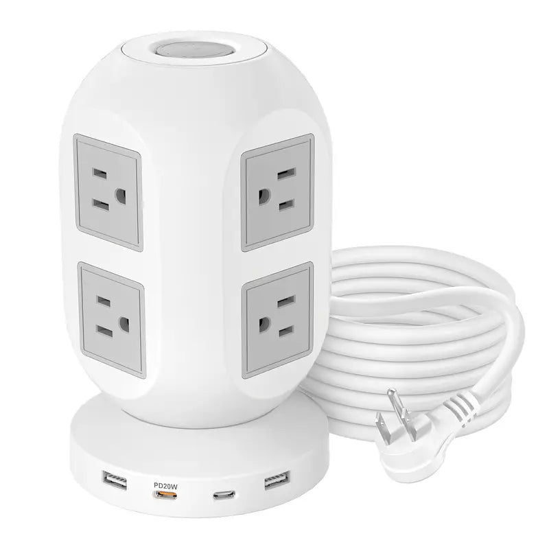 Flat Plug Power Board with USB/USB-C & Surge Protection – Multi-Port Extension for Home & Office ⚡🔌