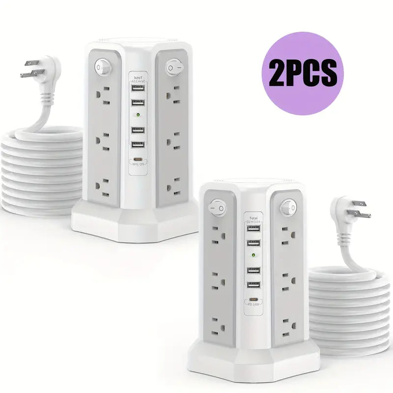 Flat Plug Power Board with USB/USB-C & Surge Protection – Multi-Port Extension for Home & Office ⚡🔌