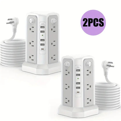 Flat Plug Power Board with USB/USB-C & Surge Protection – Multi-Port Extension for Home & Office ⚡🔌