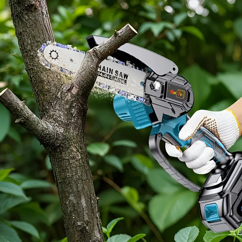 Mini Cordless Chainsaw 🌳🔋 | Lightweight & Portable Handheld Electric Tree Cutter with Safety Lock, Splash Guard & Rechargeable Battery – Perfect for Garden, Yard & Household Pruning