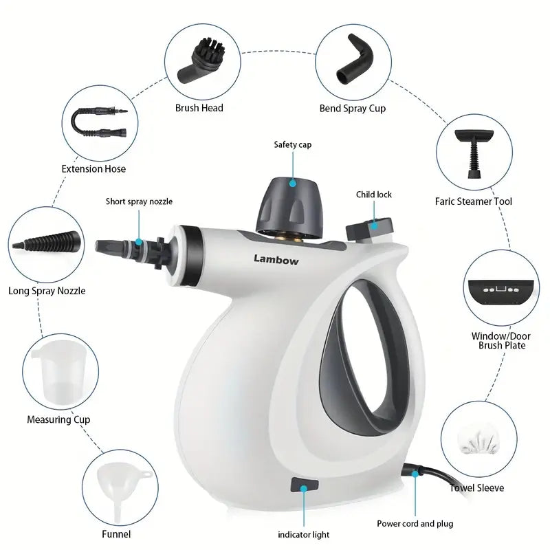 High Power Multi-Surface Steam Cleaner with FREE 12 Accessories