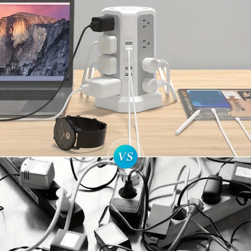 Flat Plug Power Board with USB/USB-C & Surge Protection – Multi-Port Extension for Home & Office ⚡🔌