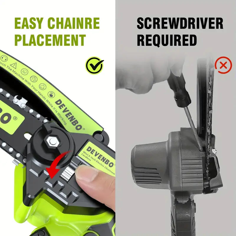 🌲⚡ Mini Cordless Chainsaw – 6-Inch Handheld Electric Power Saw