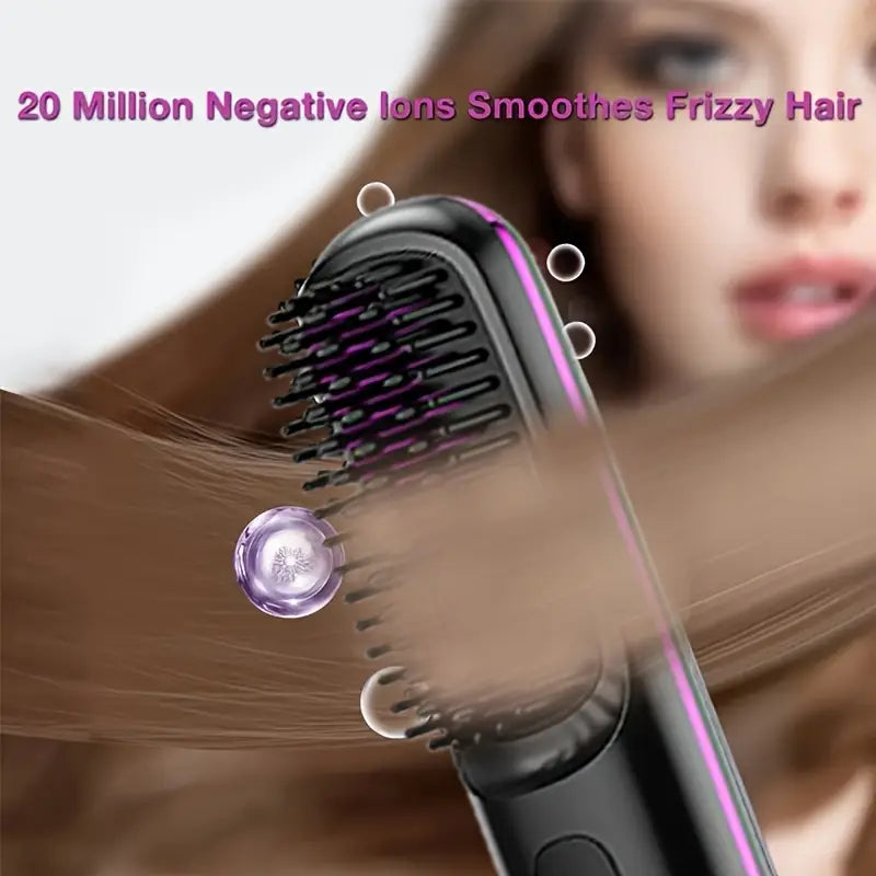💇‍♀️🔥 Portable Wireless Hair Straightener Comb