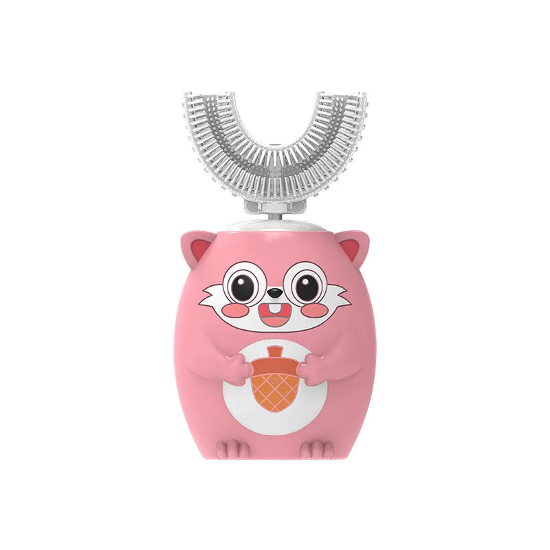 360° Sonic Electric Toothbrush U Shape Rechargeable for Kids Children Automatic Silicone Tooth Brush Smart Timer Blue Light IPX7